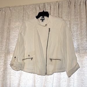 Jones New York White Linen Motorcycle Jacket